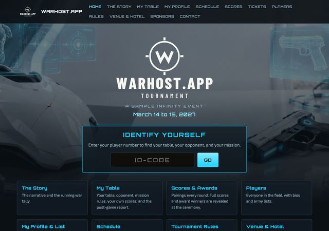 Warhost.App home page in the Infinity look